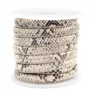 Gestikt imi leer 6x4mm snake Camel brown
